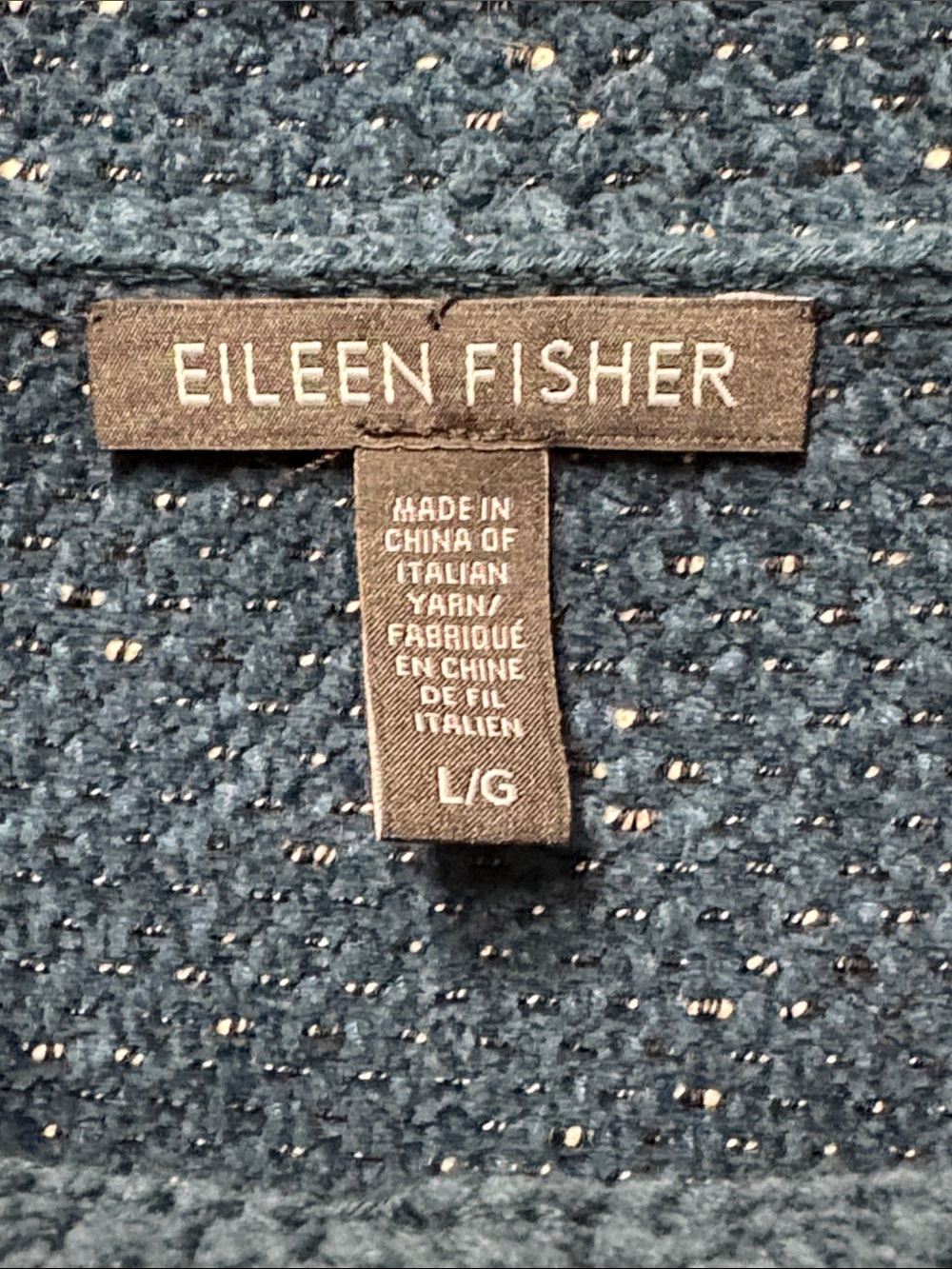 Eileen Fisher Deep Teal Organic Cotton Mock Neck Sweater Size L - Picture 2 of 7